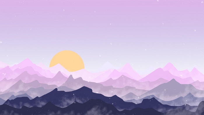 Abstract mountain landscape with sun 4K