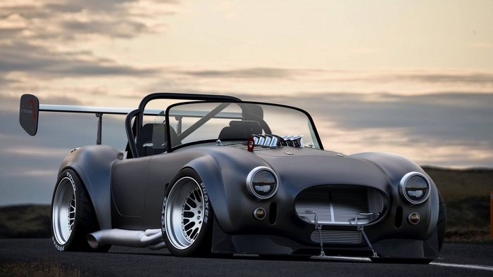 Modified Shelby Cobra with large rear spoiler