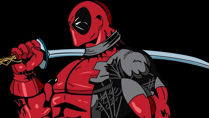 Deadpool holding a katana