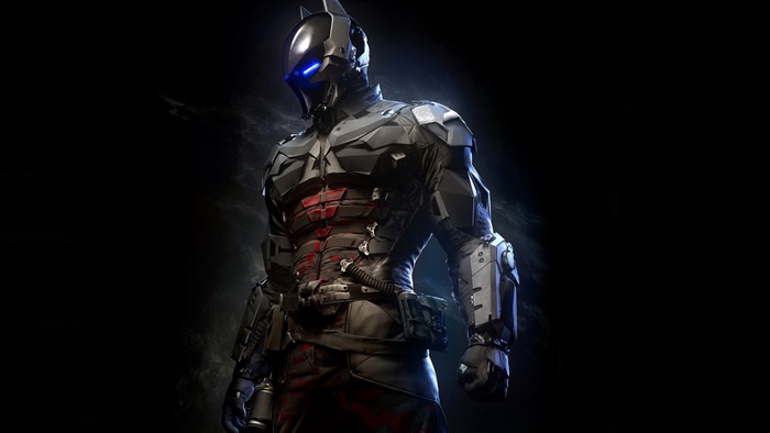 4K Dark Armored Batman with Blue Glowing Eyes
