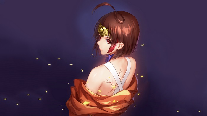 Anime girl with orange wrap 4K