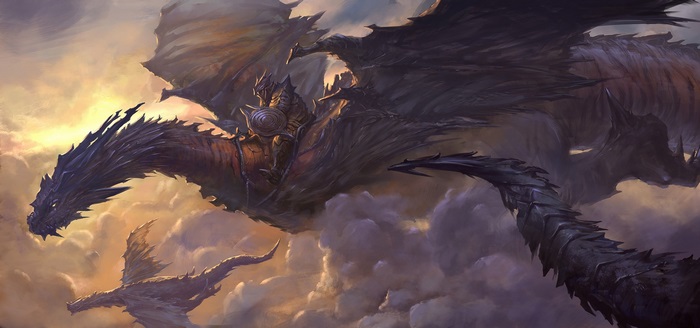 Dragon rider in the sky