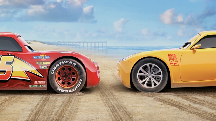 Lightning McQueen and Cruz Ramirez from Cars 3 on a beach
