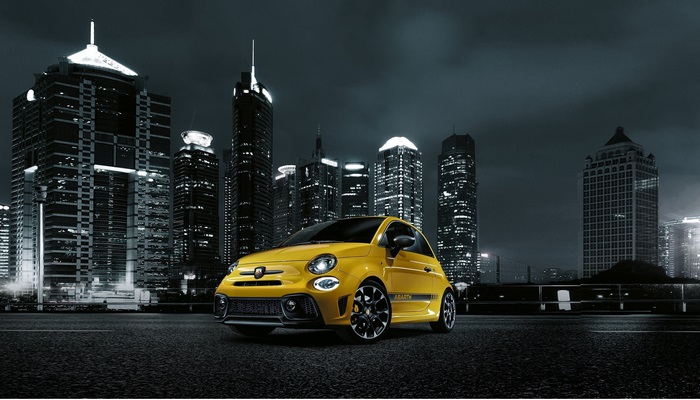 Yellow Fiat Abarth 595 Facelift 4K