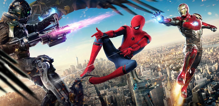 Spider-Man, Iron Man, and Vulture in battle