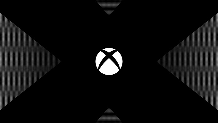 Xbox logo on black background with geometric patterns