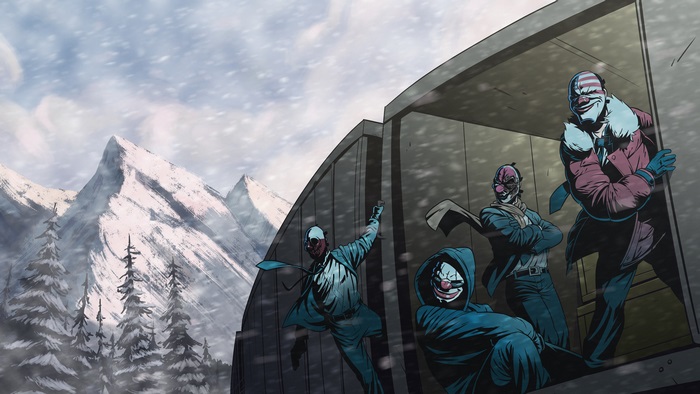 Payday 2 characters in snowy mountains