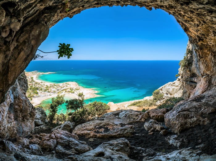 Cave view of Elafonisi Beach, Crete