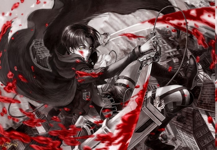 Levi Ackerman from Attack on Titan in battle