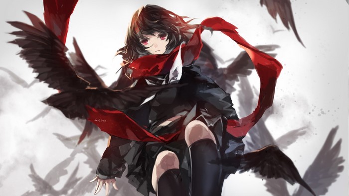 Ayano Tateyama from Kagerou Project with black wings