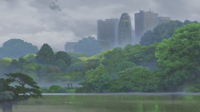 Garden of Words anime rain park
