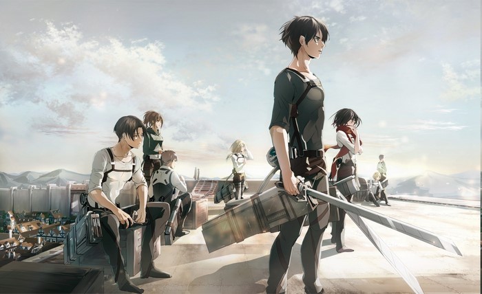 Shingeki no Kyojin Characters Standing Together