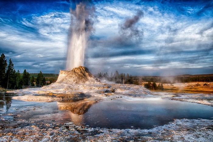 Erupting Geyser at Yellowstone National Park
