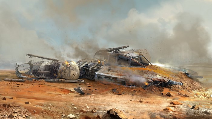 Star Wars Y-wing crash artwork