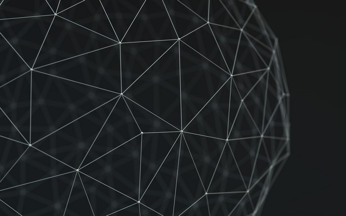 Abstract wireframe sphere on dark background