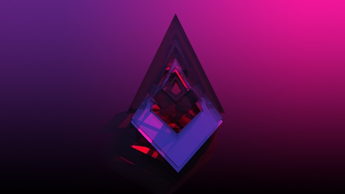 Abstract geometric crystal with purple and pink gradient