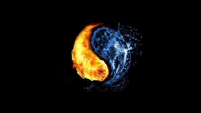 Fire and Water Yin and Yang Symbol