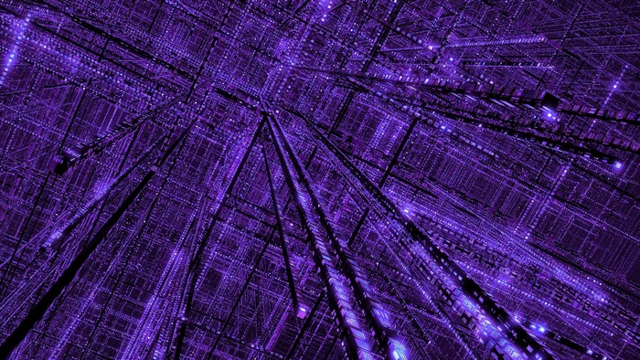 Purple abstract glowing 3D digital grid