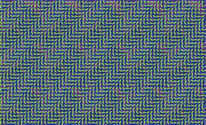 Optical illusion pattern with green leaves