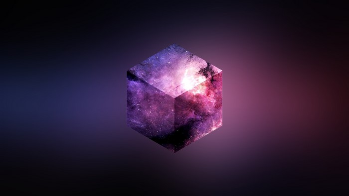 Abstract cube with galaxy texture