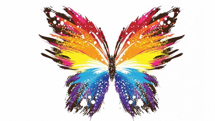Abstract butterfly with paint splatter