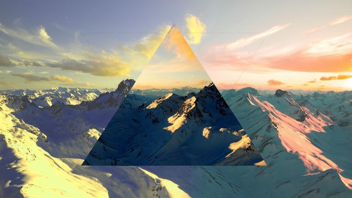 Abstract Polyscape of Snowy Mountain Peaks