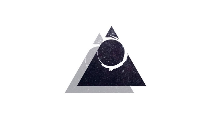 Abstract triangles with starry circle on white background