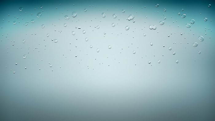 Abstract Water Drops on Cyan Blue Surface