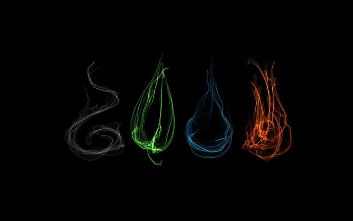 Four elements abstract smoke and fire