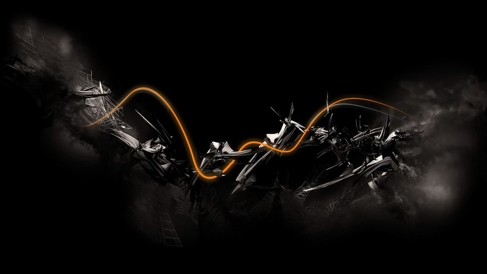 Abstract 3D digital art with orange waves