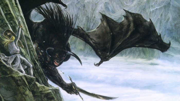 Gandalf fighting a Balrog from The Lord of the Rings