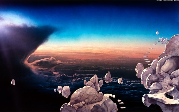 Roger Dean Fantasy Art of Floating Rocks and Clouds