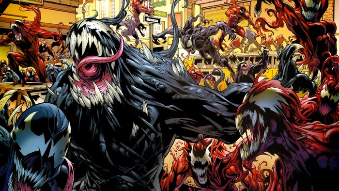Venom and Carnage Symbiotes in City