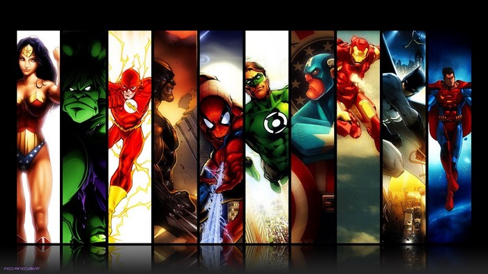 DC Comics and Marvel Superheroes Collage