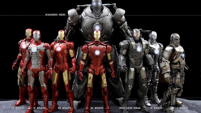 Iron Man suits and Iron Monger from Marvel Comics