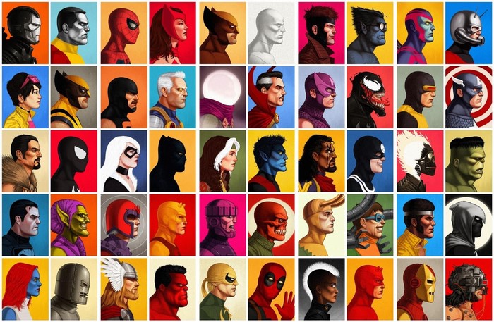 Marvel Comics Characters Portrait Grid