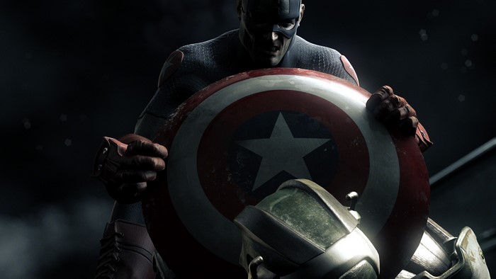 Captain America from Marvel Comics holding his shield