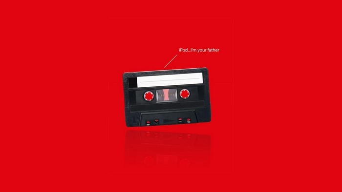 Cassette tape with text 'iPod...i'm your father'