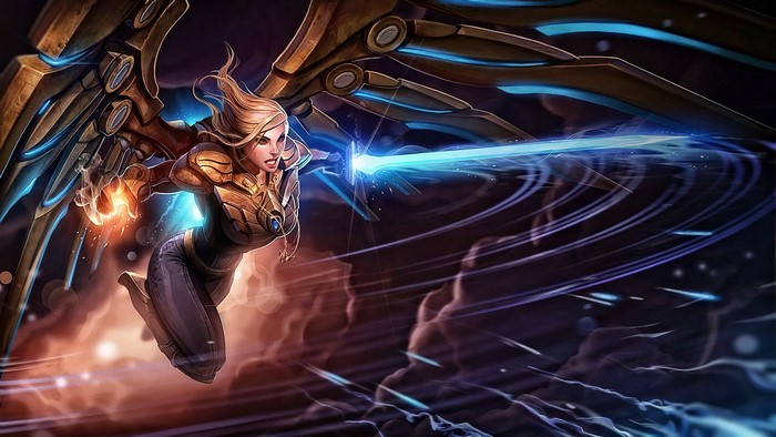 Kayle from League of Legends in battle