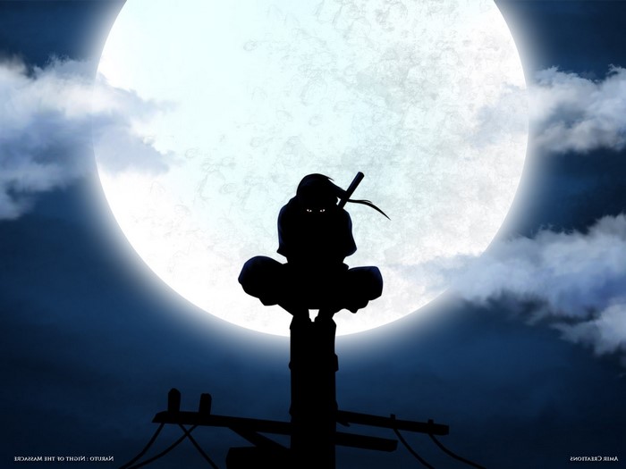 Uchiha Itachi Silhouette Against Full Moon