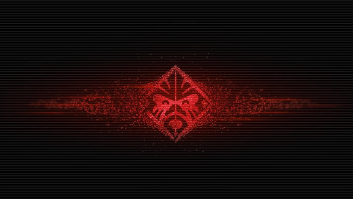 HP Omen logo with red particle effect