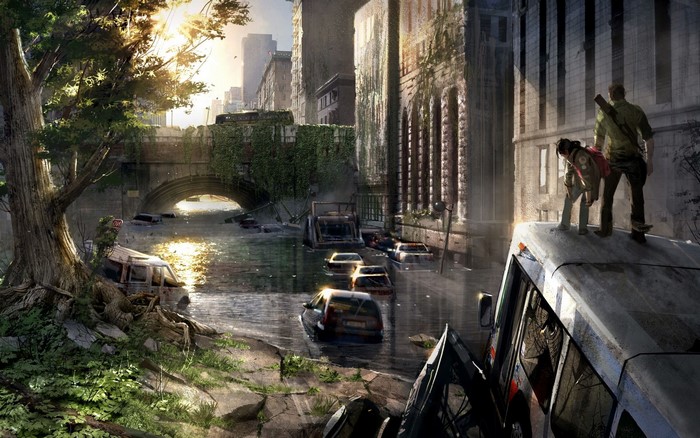 The Last of Us apocalyptic city with flooded streets