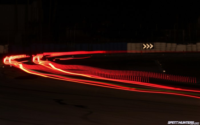Race track light trails long exposure