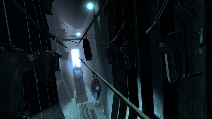 Combine facility with elevators and lights in Half-Life 2
