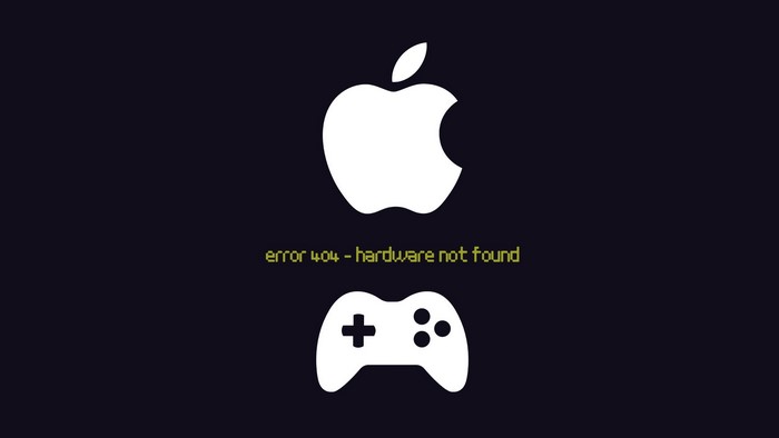 Apple logo with error message and game controller