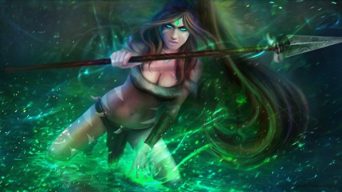 Nidalee from League of Legends with a spear