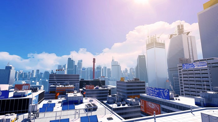 Mirror's Edge video game cityscape