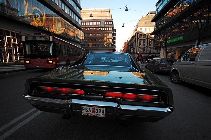 1969 Dodge Charger R/T on a city street