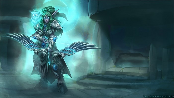 Tyrande Whisperwind from World of Warcraft with an owl