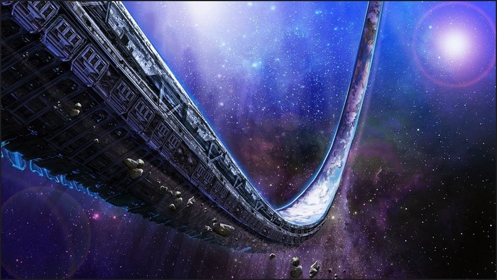 Halo Ring in Space with Stars and Lens Flare
